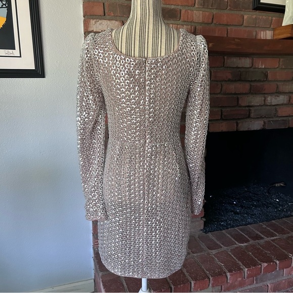 Camila Coelho Thalia Long Sleeve Mini Dress in Silver Sz M - Picture 7 of 9